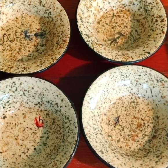 🏞  Fly Fishing Mug Folkcraft Stoneware  RETIRED - Picture 6 of 16